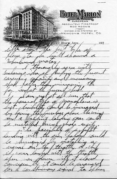 Page 2 of a handwritten letter from Charles A. Lindbergh proposing a throttle-actuated landing gear warning mechanism to Donald A. Hall Sr.