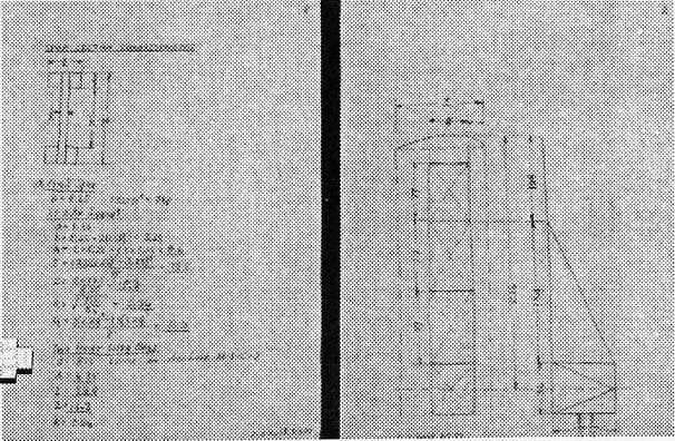 Engineering calculation sheet detailing structural cross-section and bending stress formulas for the Ryan NYP wing spar.