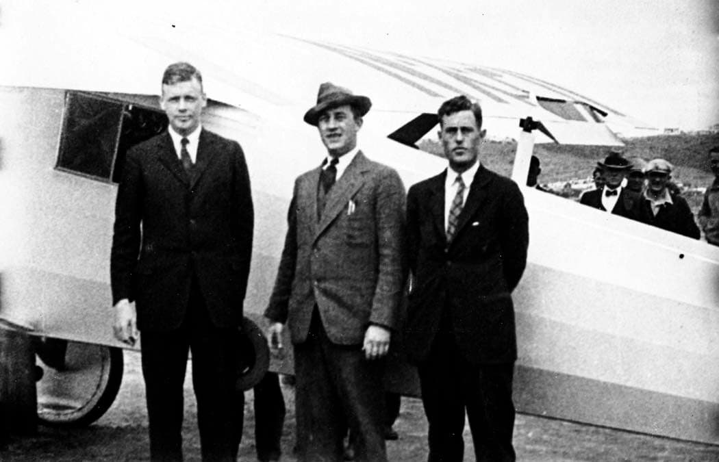 The Spirit of St. Louis at Dutch Flats with Charles Lindbergh, Benjamin Mahoney, and Donald A. Hall