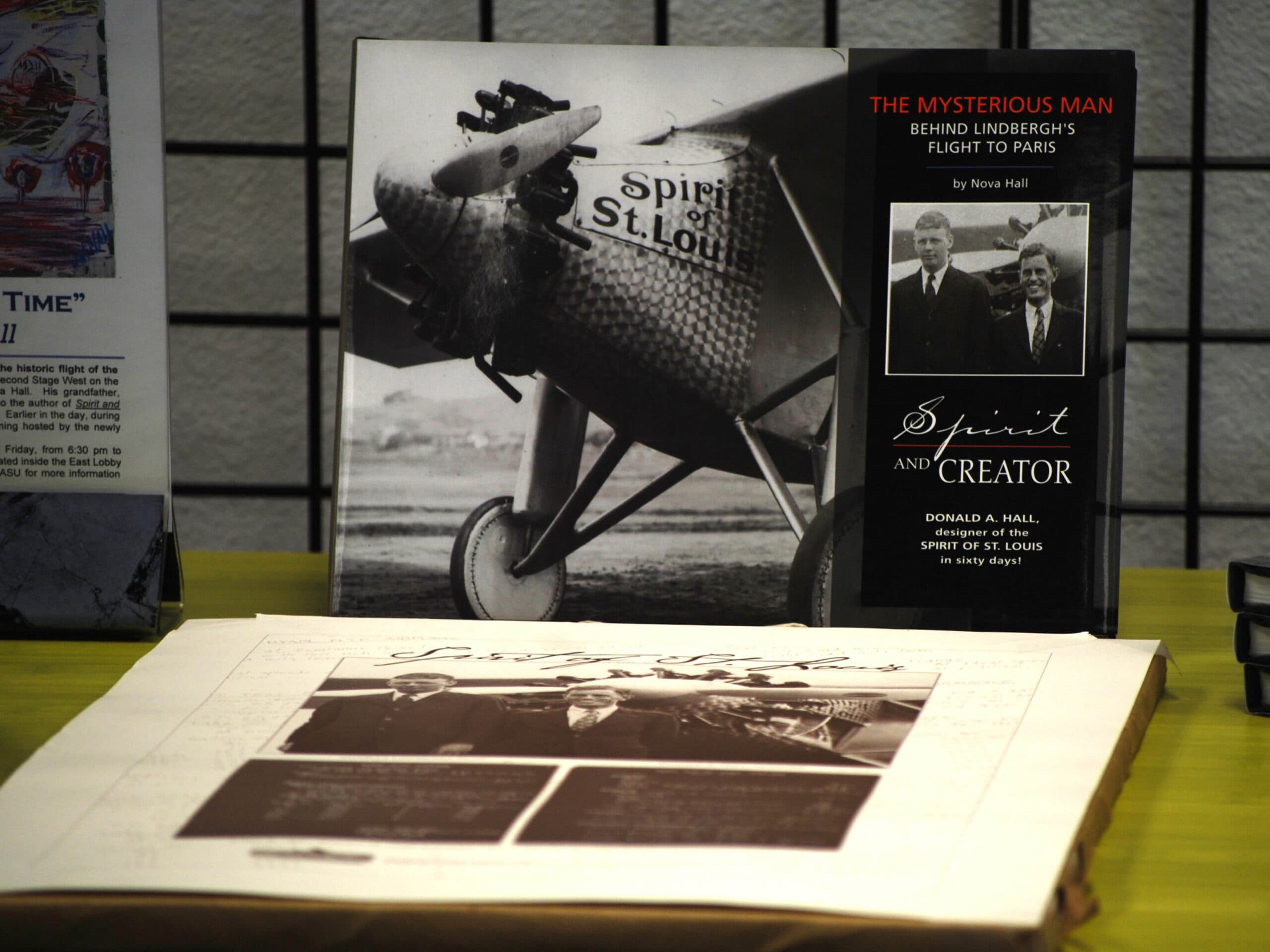 Spirit & Creator displayed with Flying Over Time exhibition materials