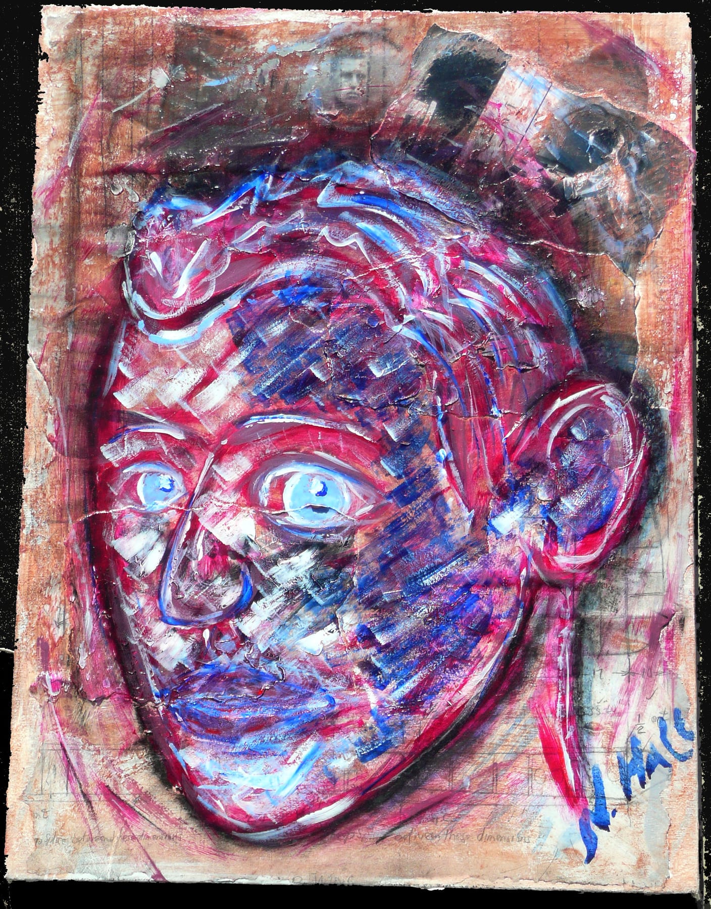 The Chief Engineer mixed-media portrait by Nova Hall. A 16x12 inch contemporary fine art painting of Donald A. Hall Sr., the genius behind the Spirit of St. Louis. Created under the observation of Leandro Soto using Robert Rauschenberg assemblage techniques and Arte Povera principles. Incorporates original 1927 Donald A. Hall Estate Archive photographs. Highly sought by aviation art collectors and museum archives seeking historical aerospace narratives.
