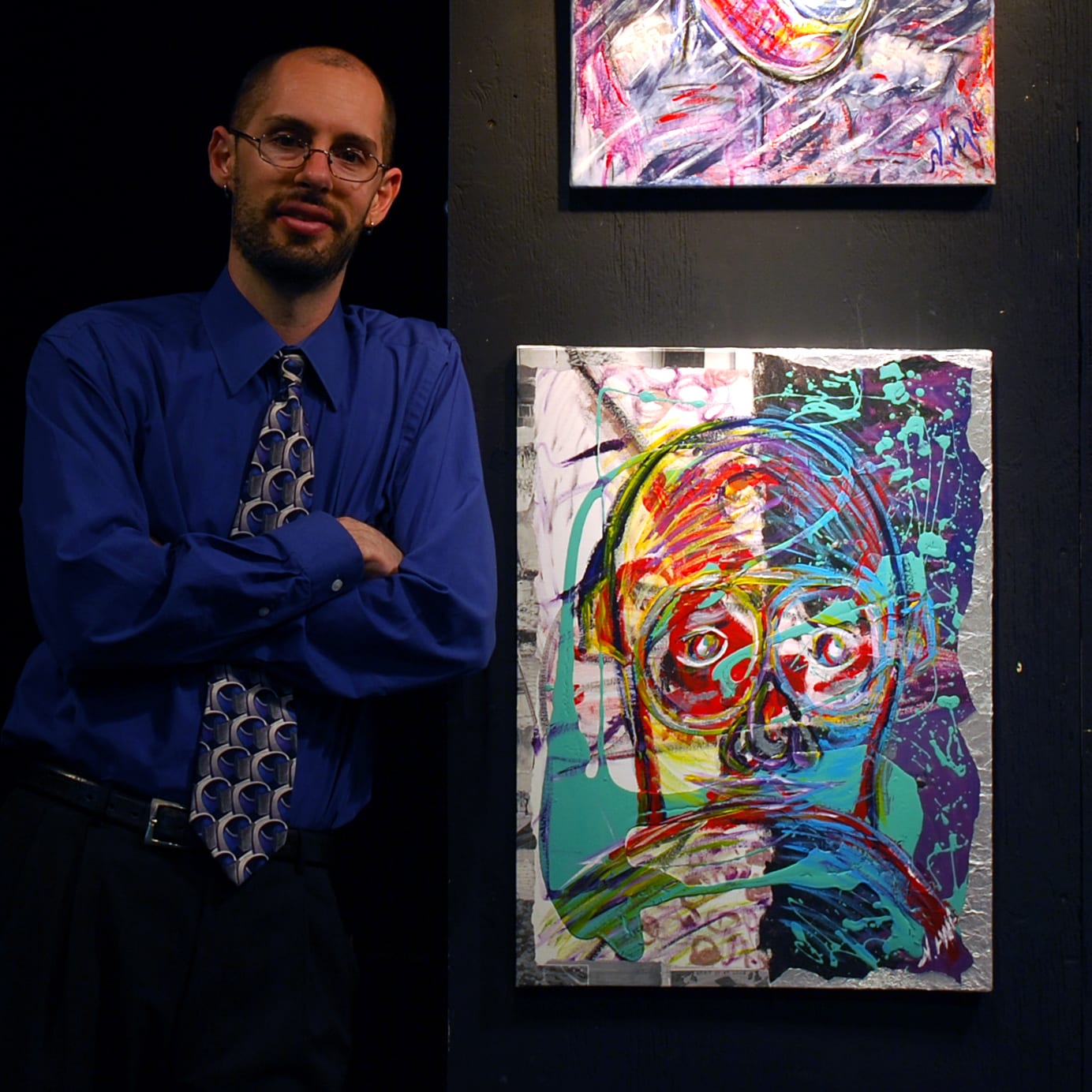 Duality mixed-media painting by Nova Hall. A 24x18 inch contemporary portrait of Charles Lindbergh exploring the complex, often dark nature of human celebrity. Framed in industrial aluminum, the piece utilizes negative space and Arte Povera techniques under the mentorship of Leandro Soto. Includes subtle integrations of the Donald A. Hall Estate Archive. Exhibited widely across the original Flying Over Time collection tours.