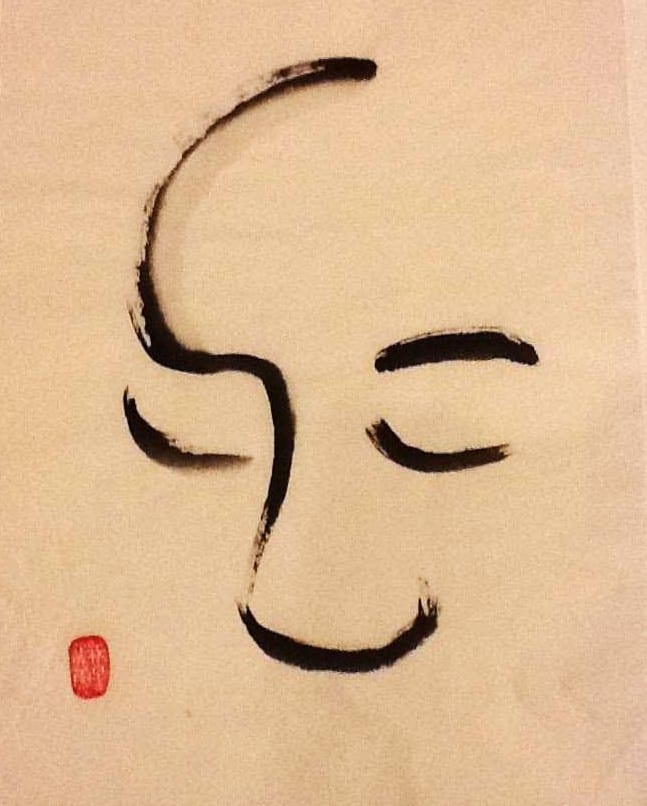 Glenn's Curtiss sumi-e ink drawing on mulberry paper by Nova Hall. A minimalist fine art portrait of aviation pioneer Glenn Curtiss, Donald A. Hall Sr.'s first employer at the Garden City laboratory. Created under master painter Leandro Soto, merging traditional Asian brushwork with 1920s aerospace history. Features a traditional Chinese red ink chop signature. Targeted for aviation archives and elite contemporary art collectors.