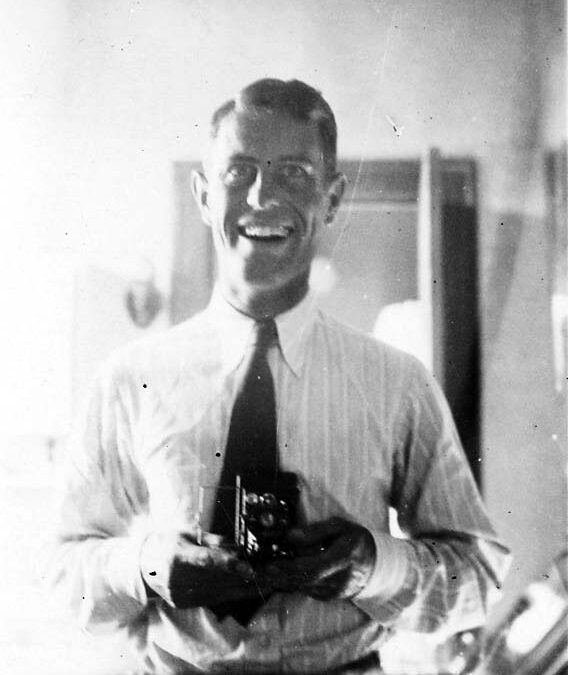 Donald A. Hall selfie with his camera reflected in a mirror