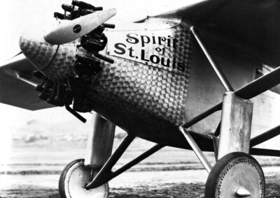 Vintage Photograph of the famous aircraft, Spirit of St. Louis, which was flown by aviator Charles Lindbergh on his record breaking non-stop solo flight from New York to Paris, France in 1927.