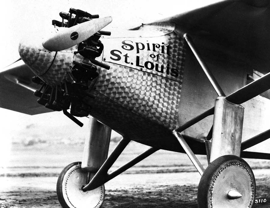 Vintage Photograph of the famous aircraft, Spirit of St. Louis, which was flown by aviator Charles Lindbergh on his record breaking non-stop solo flight from New York to Paris, France in 1927.