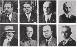 Vintage photo of eight of the financial backers of Charles Lindbergh and his solo transatlantic flight to Paris in 1927