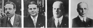 Vintage portrait photos of four of the financial backers of Charles Lindbergh's flight in the Spirit of St. Louis including Wooster Lambert, and Harry H Knight of St. Louis, MO in 1927.